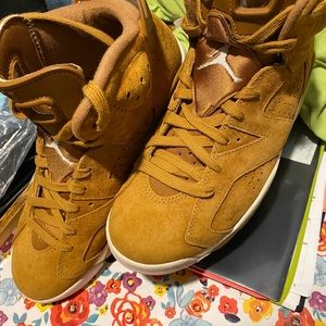 NIKE AIR JORDAN High Tops, Harvest Wheat, SIZE 8, $200. Look Brand New.